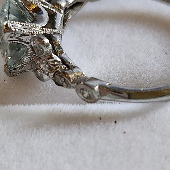 Vintage PLATINUM solitaire ENGAGMENT RING 2 CT Charles Colvard Moissanite. Sz 6 - Picture 12 of 16